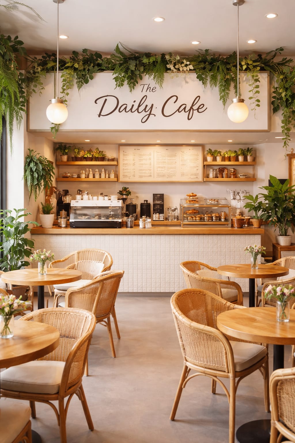 Barista preparing latte art in cafe